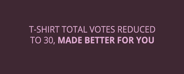 T-shirt Total Votes Reduced to 30, Made Better for You